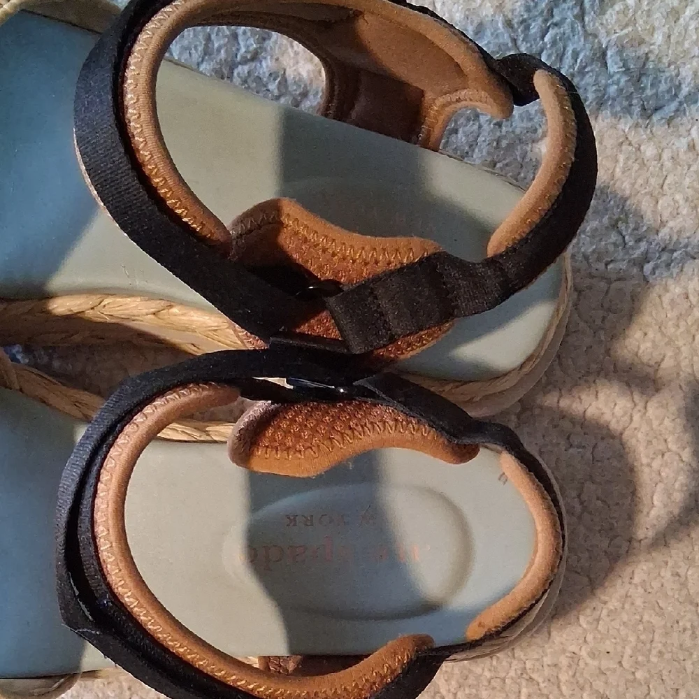 Kate Spade NY Acapulco Black and Cream Woven Sandals